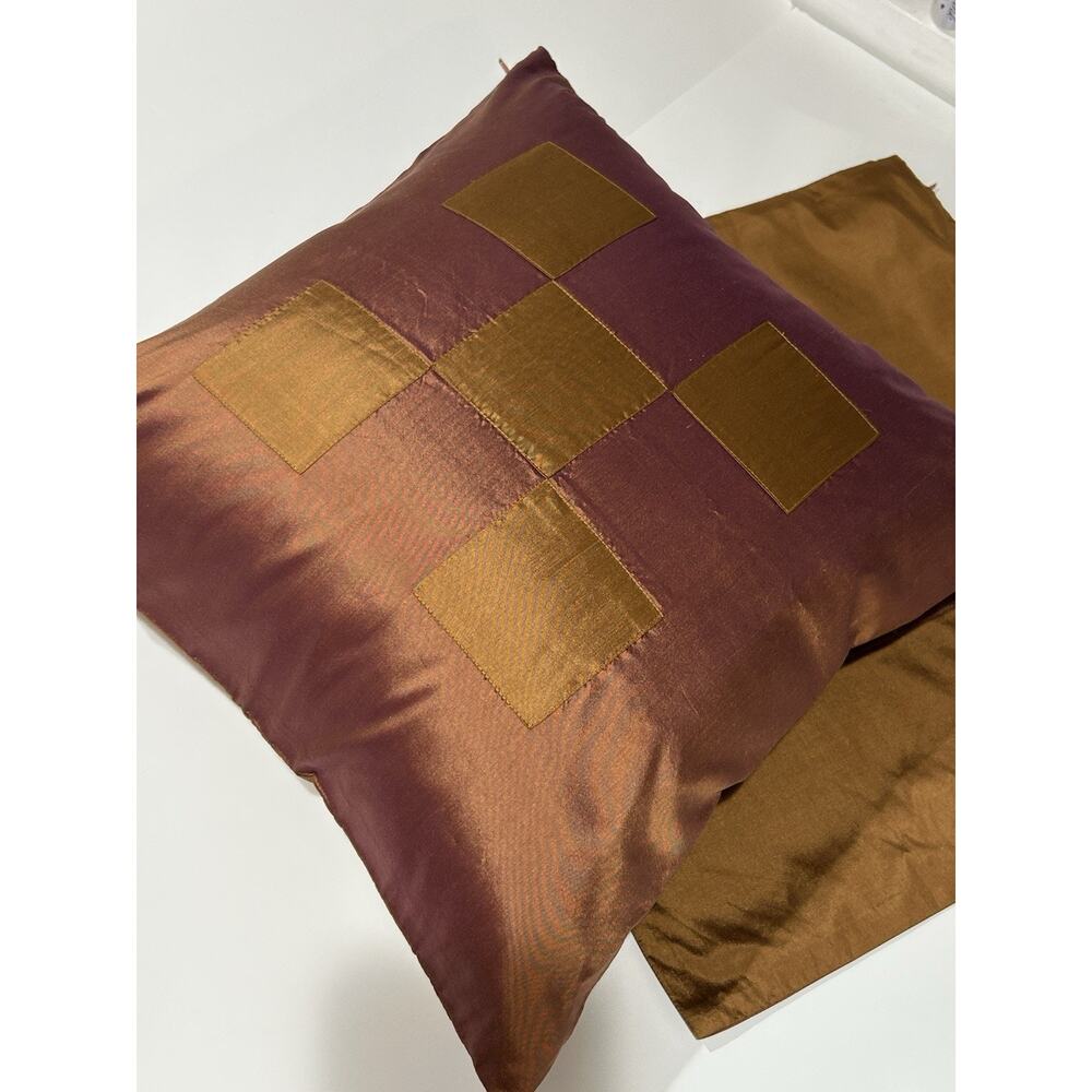 jim thompson silk Pillow Cover 18”x18”taffeta Fabric Metallic Brown And Purple